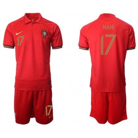 Camisolas de Futebol Portugal Nani 17 Criança Equipamento Principal Euro 2020 Manga Curta